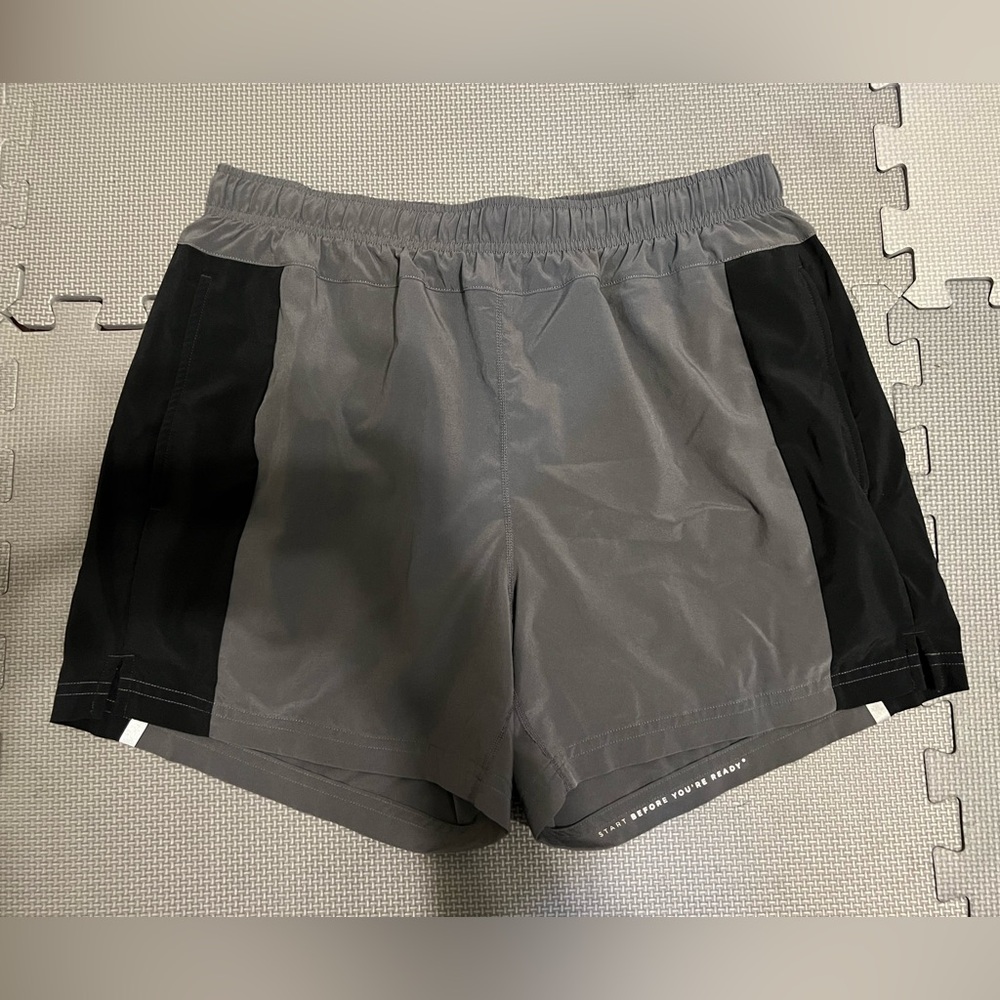 Men's Fourlaps Gray and Black Bolt Shorts Large Lined